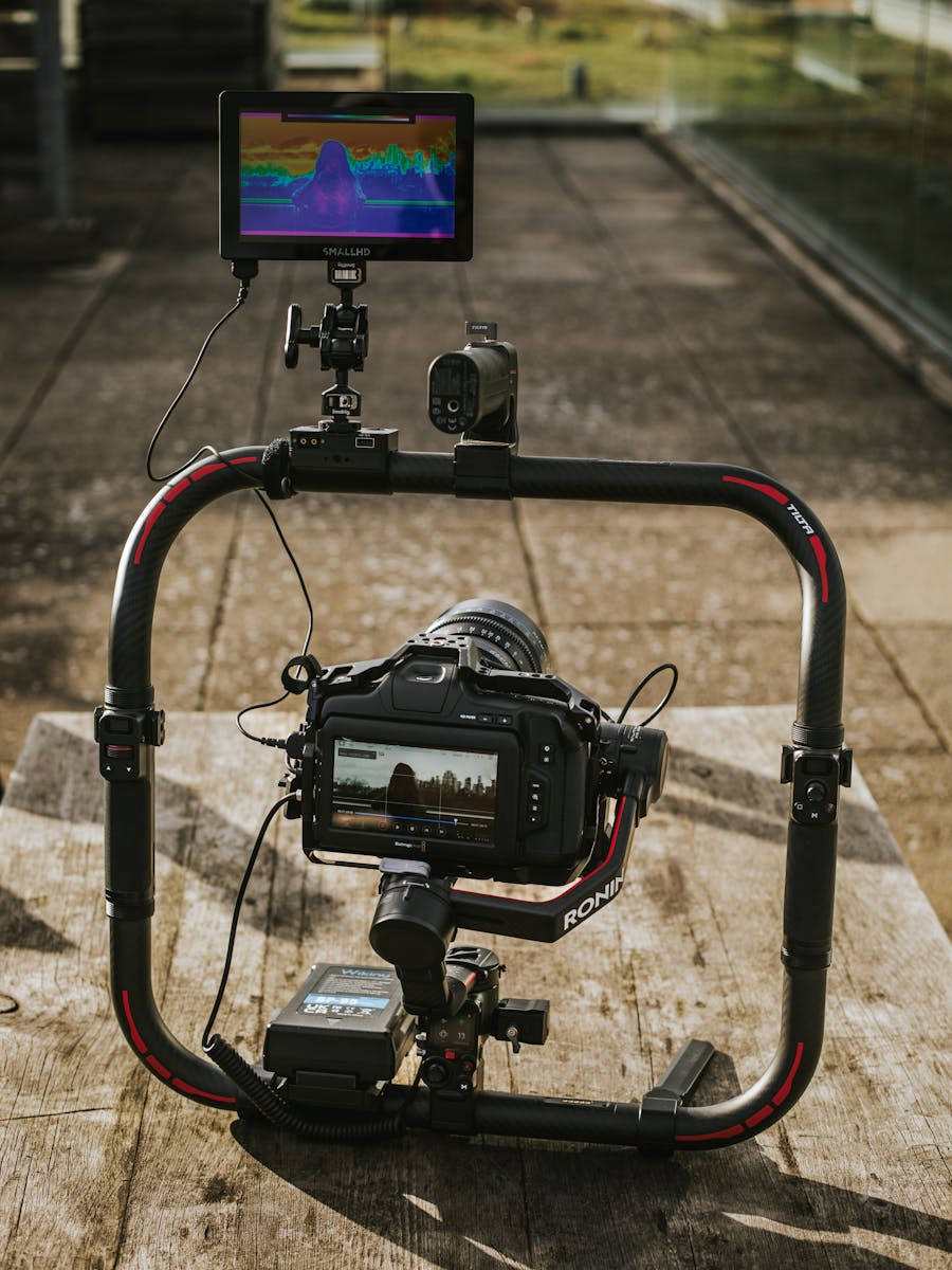 High-quality camera rig with thermovision outdoors in London